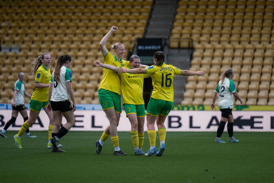 Holly Kennard celebrates at Carrow Road