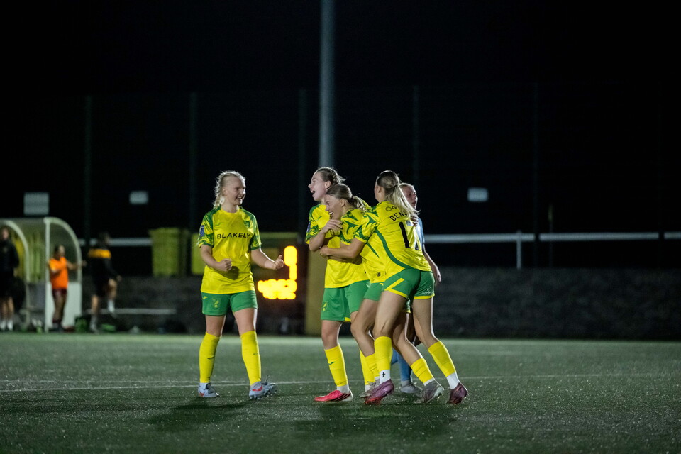 Issy Moore celebrates scoring at The Nest