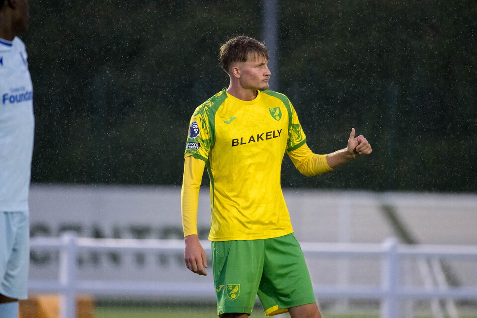 Fin Corke playing for Norwich City U21