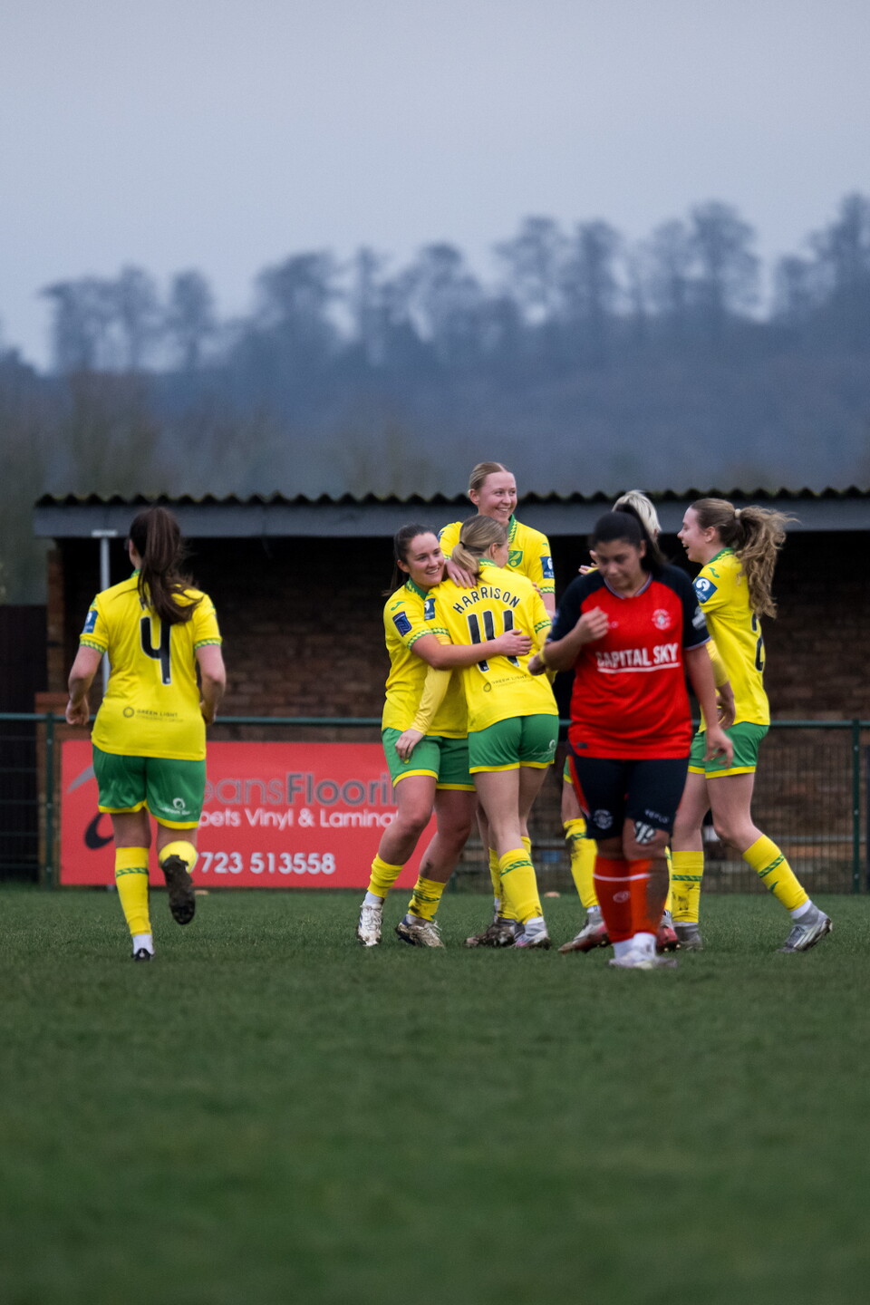 Faith Harrison celebrates against Luton Town