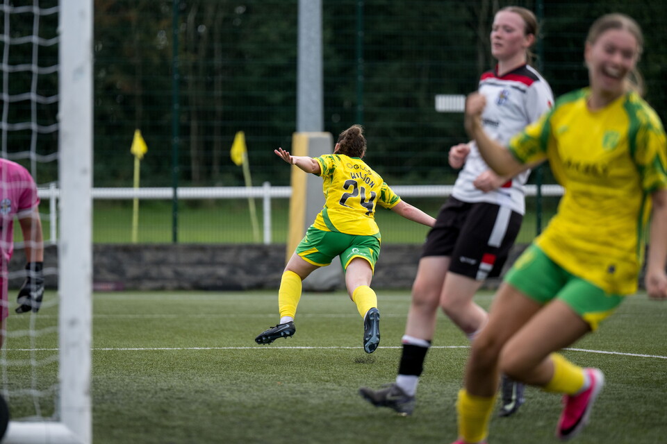 Drew Wilson celebrates scoring at The Nest