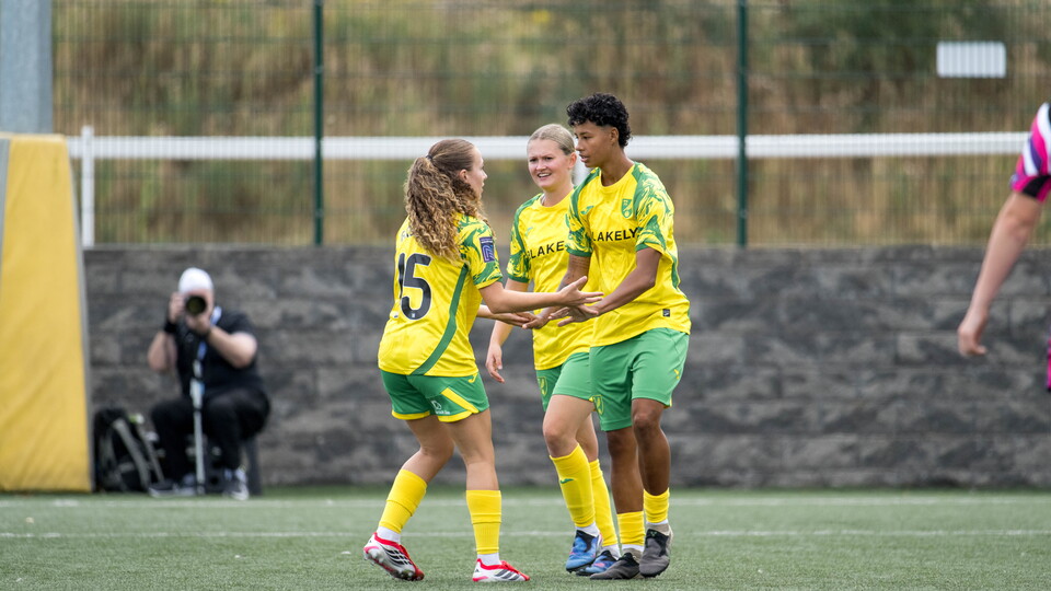 Niyah Dunbar celebrates after scoring at The Nest