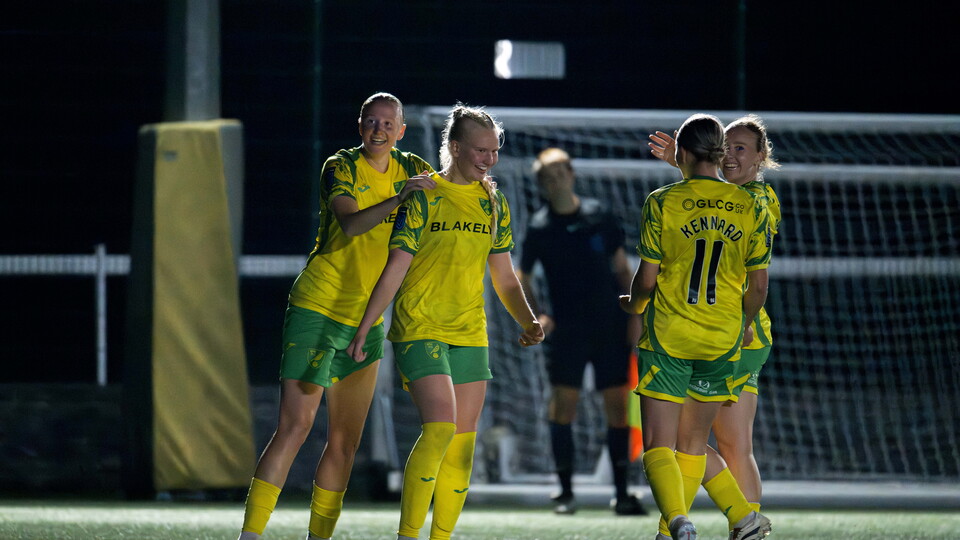 Norwich City Women celebrate Lauren Hailes' goal