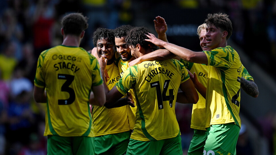 Players celebrating against MK Dons