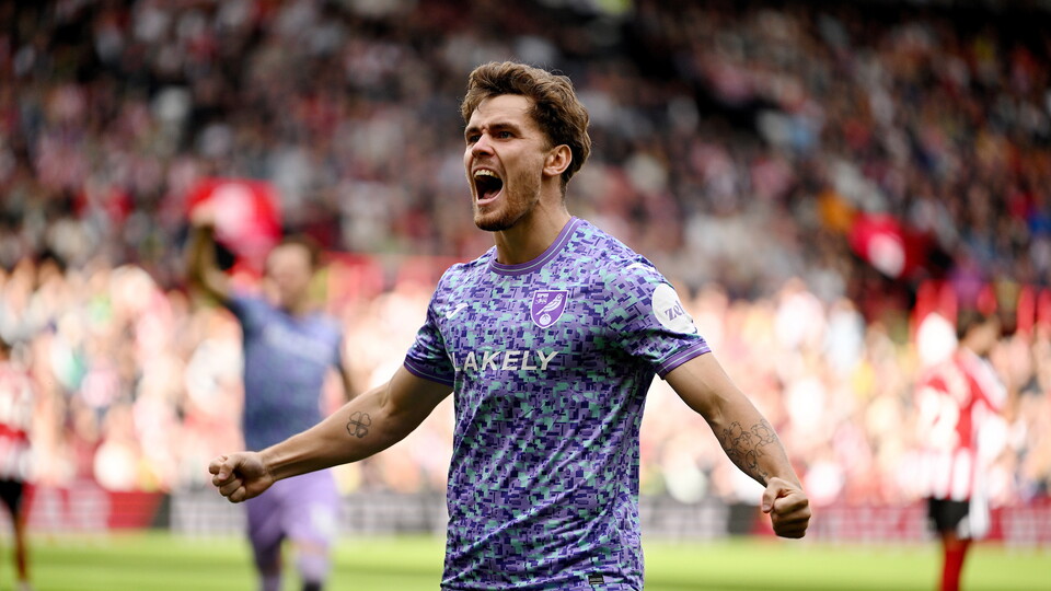 Mathias Kvistgaarden celebrates against Sheffield United 