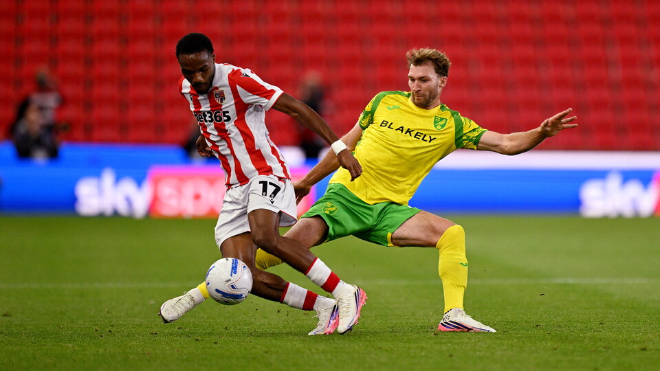 Jack Stacey playing against Stoke City