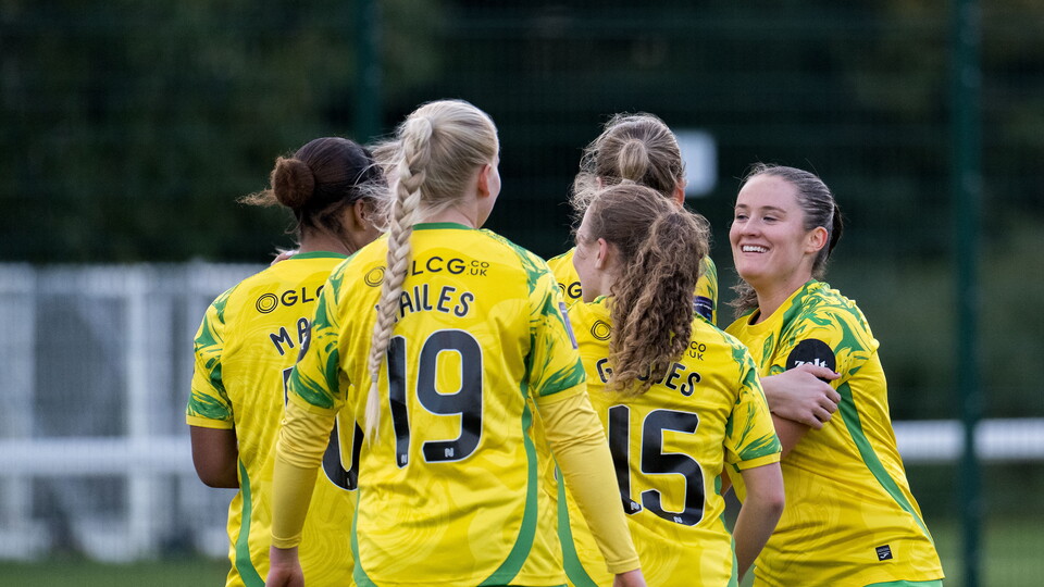 Norwich City Women celebrate at The Nest