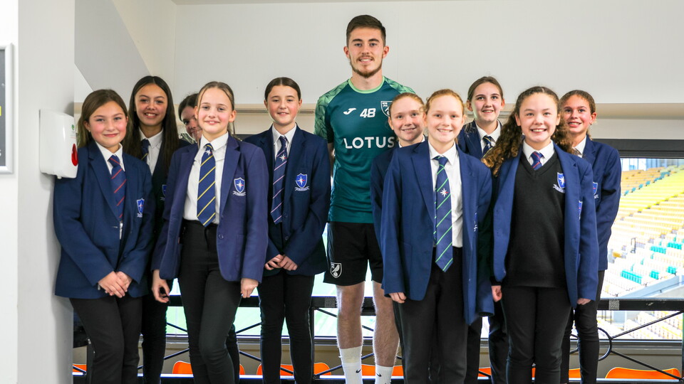 Flynn Clarke took part in a Premier League Inspires sustainability challenge at Carrow Road on Wednesday, February 22 with students from Pakefield High School.