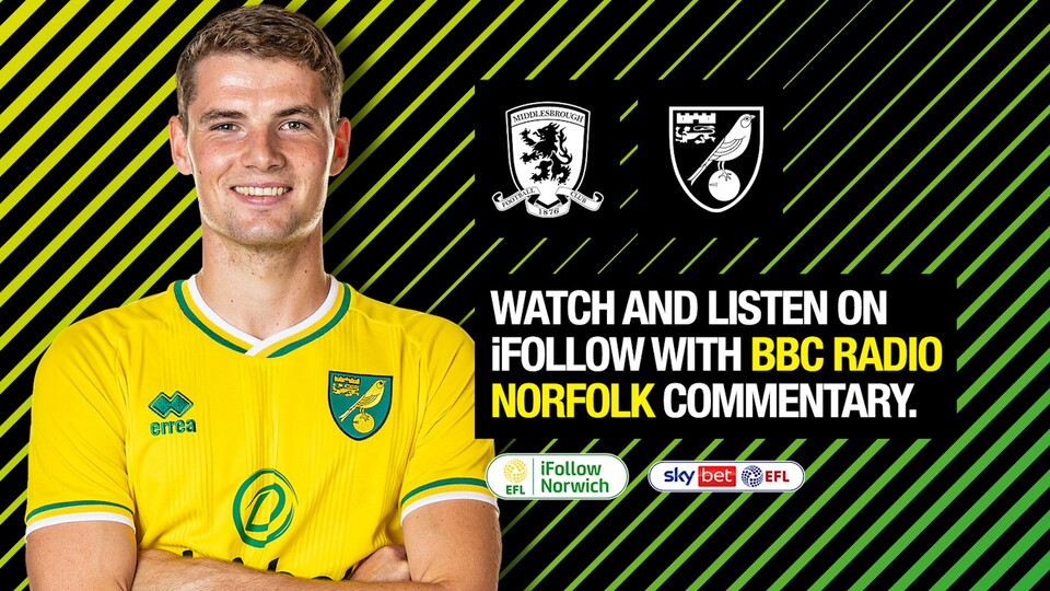 Norwich City’s Sky Bet Championship match with Middlesbrough on Saturday, November 21 (3pm UK) is exclusively available to watch on iFollow.