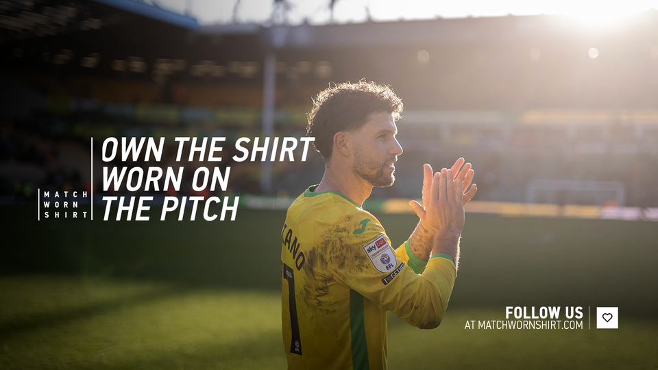 The players' shirts from Norwich City's 5-1 win against Swansea City are now available to bid on.