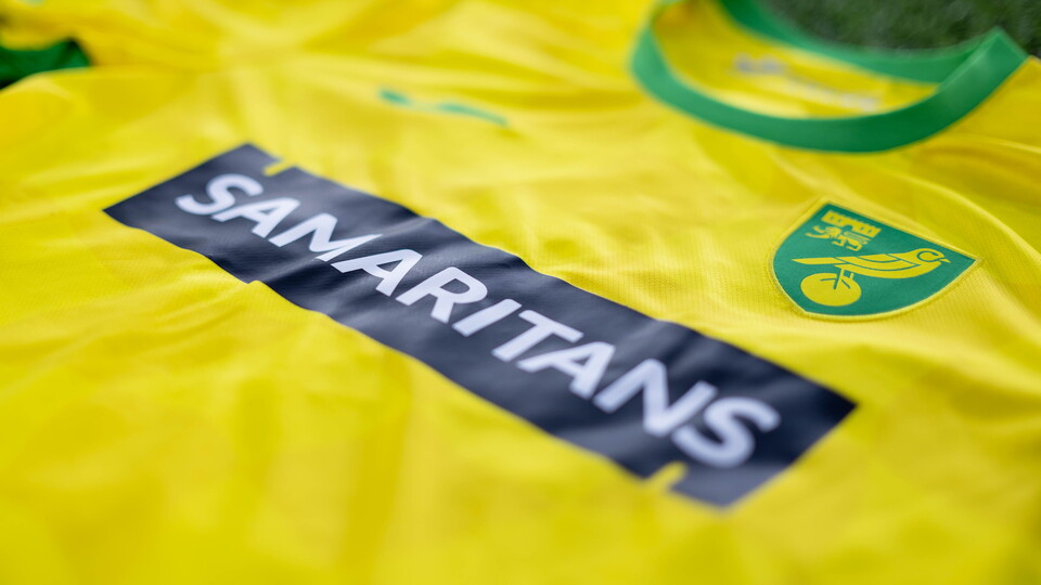 Norwich City’s home shirts will carry the Samaritans logo for this weekend’s fixture against Hull City, in the build-up to World Mental Health Day.