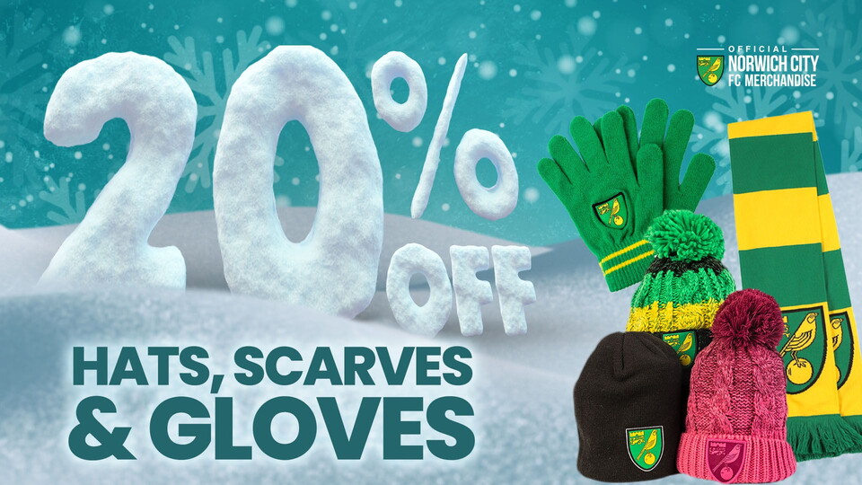 Norwich City fans can now get 20% off selected winterwear lines in store or online.