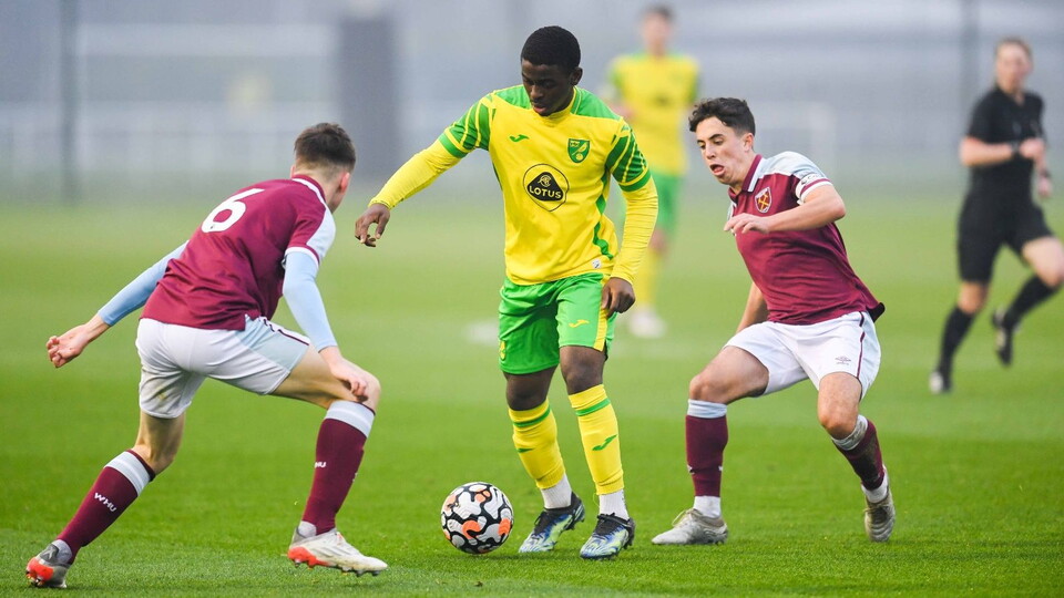 Norwich City Under-18s put in a battling display at home to West Ham United in the Premier League South but fell to a 2-0 home defeat.