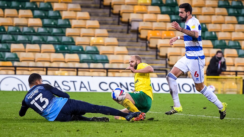 It was a tale of two penalties as Norwich City were held to a 1-1 draw at home to Queens Park Rangers.