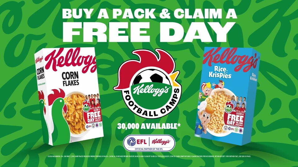 Kellogg’s are delighted to continue their support for the next generation by offering a free day at #KelloggsFootballCamps in association with the EFL this summer