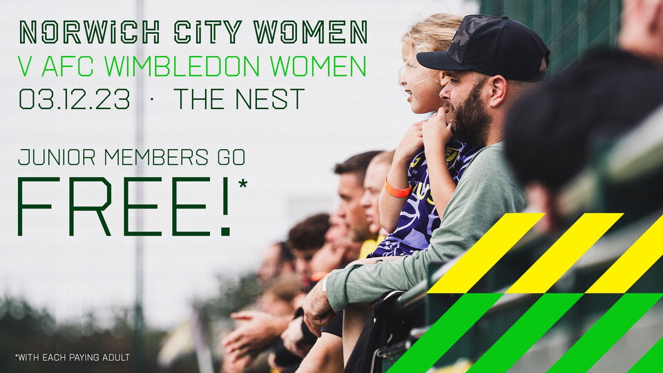 Norwich City Women are pleased to confirm that junior members can claim a free ticket to watch the FAWNL Division One South East fixture against AFC Wimbledon Women.