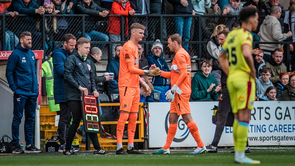Archie Mair came off the bench and kept a clean sheet for Notts County in their 4-0 win over Scunthorpe United in the Vanarama National League.