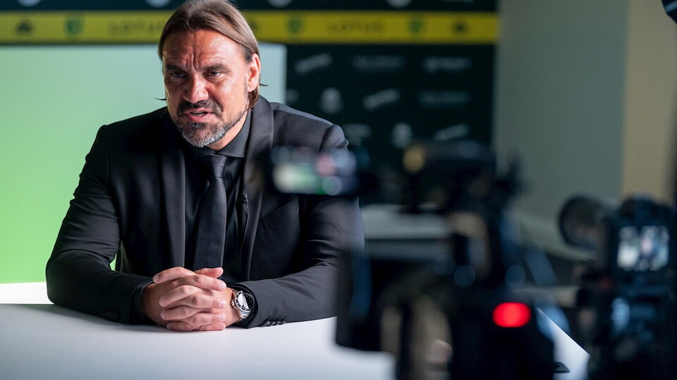 Head coach Daniel Farke speaks to the press following the announcement that he has signed a contract extension keeping him at the club until 2025.