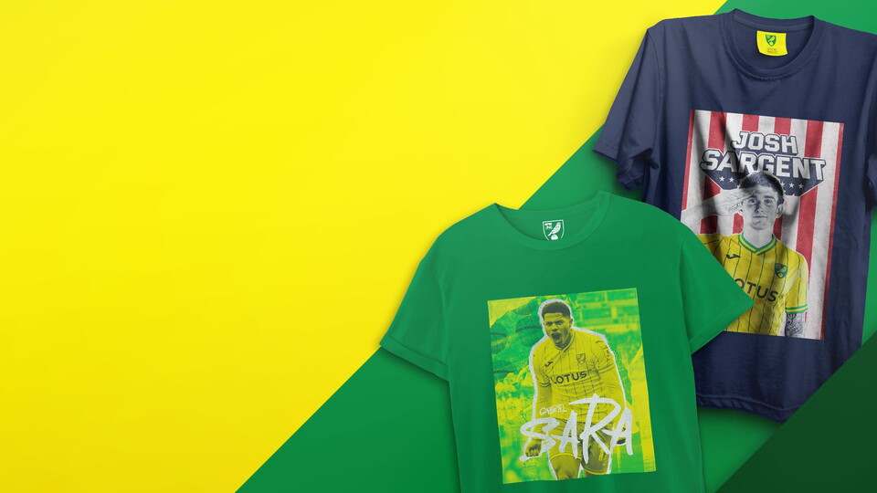Shop a selection of leisurewear t-shirts featuring past and present Norwich City players.