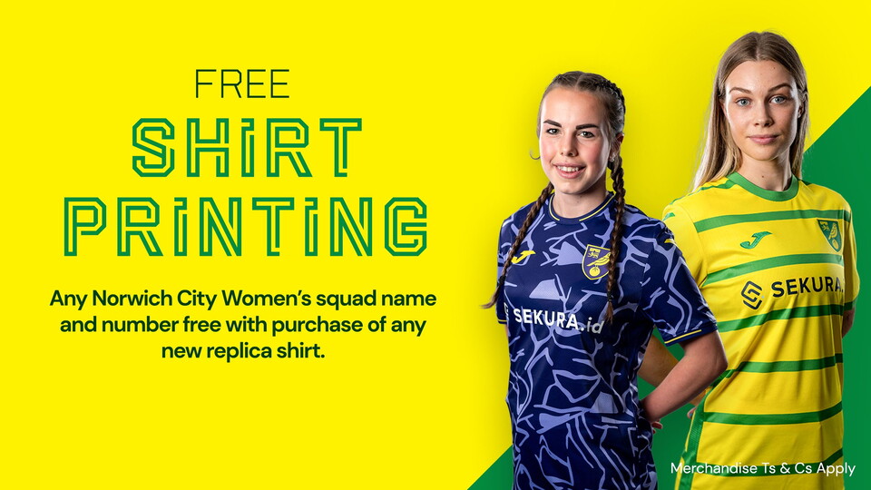 For today only, supporters can get free shirt printing on all Norwich City Women squad names and numbers, in store and online.