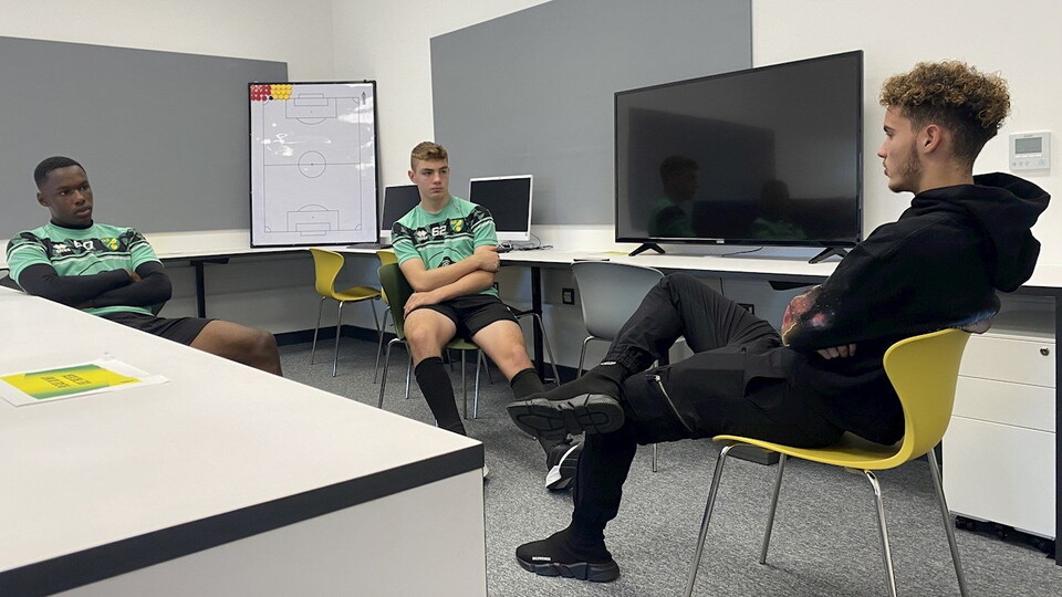 Norwich City Academy scholars were given first-hand mentoring from the Canaries’ very own academy graduates Josh Martin, Adam Idah and Max Aarons.