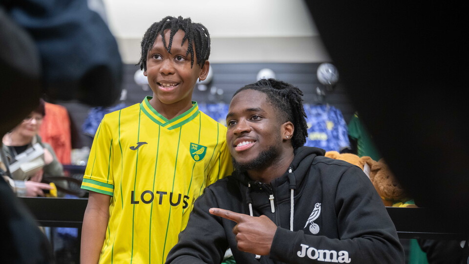 Norwich City winger Jonathan Rowe met fans at a signing session at Jarrold this week.