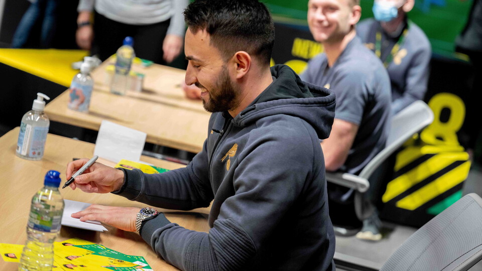 Ben Gibson and Lukas Rupp were both at the Norwich City Fan Hub on Friday afternoon to meet fans, pose for photos and sign memorabilia.