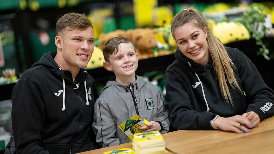 Sydney van Hooijdonk and Alice Parker met over 200 fans at the Jarrold store on London Street during Wednesday's player signing session.