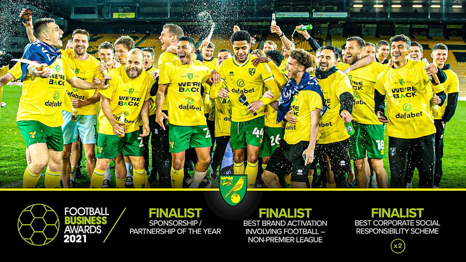 Norwich City are delighted to have received four award nominations for the prestigious 2021 Football Business Awards.