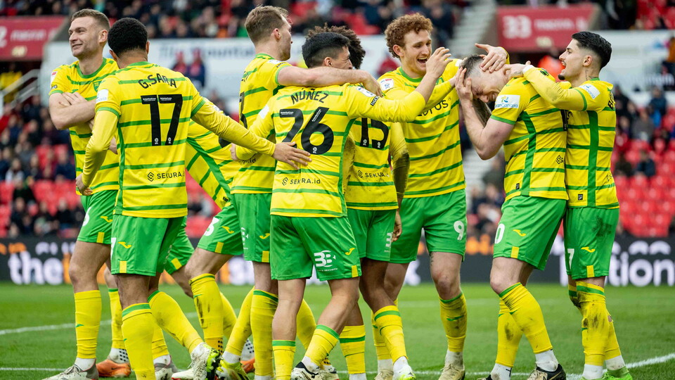 View the best images from Saturday's win away to Stoke City at the bet 365 Stadium.