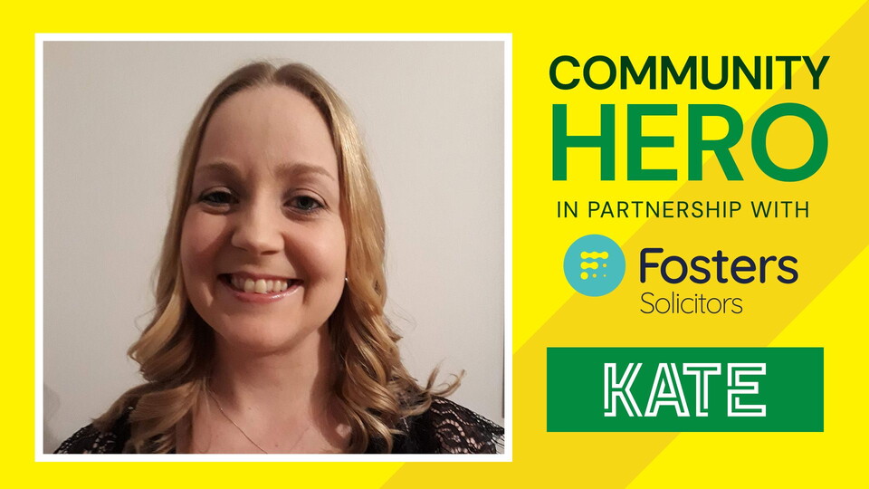 This month's Fosters Solicitors Community Hero is Kate Stanton from the Norfolk and Norwich University Hospital, chosen by our matchday charity partner Amber's Army.