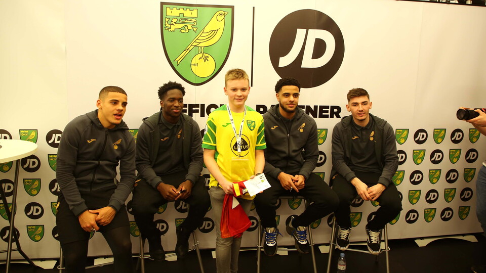 Last night, Norwich City Football Club's partner JD Sports hosted an evening with Max Aarons, Billy Gilmour, Andrew Omobamidele and Jonathan Rowe at the Chantry Place store.