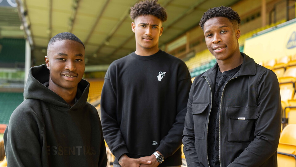 Three members of the Norwich City Academy recently signed their first professional contract with the club at Carrow Road.