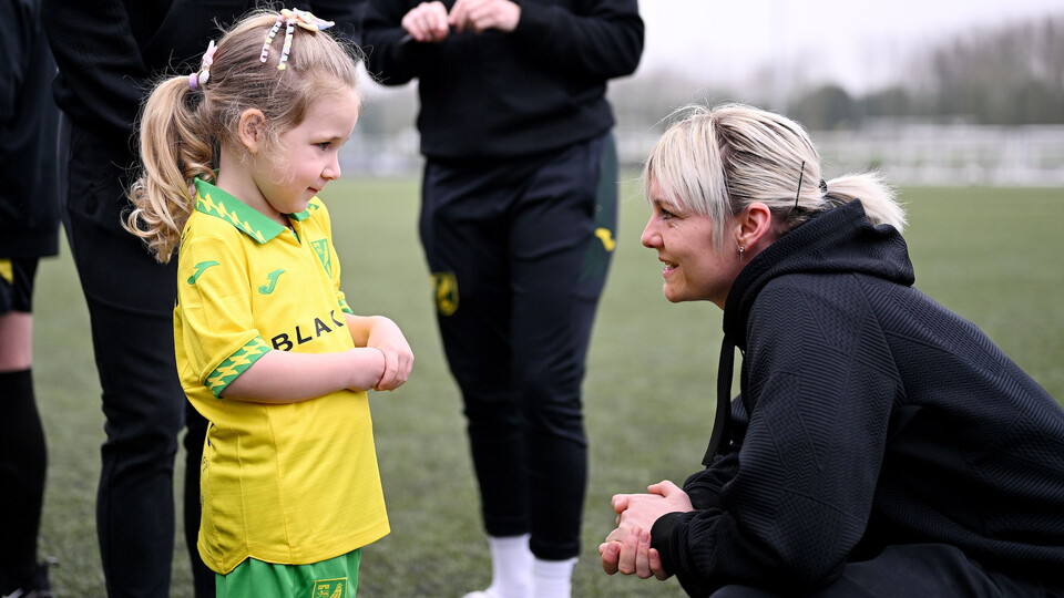 Norwich City Women's Natasha Snelling was recently on hand to surprise four-year-old Sophie at Carrow Road stadium, inviting the young Canaries supporter to be a mascot at a recent home fixture at The Nest.