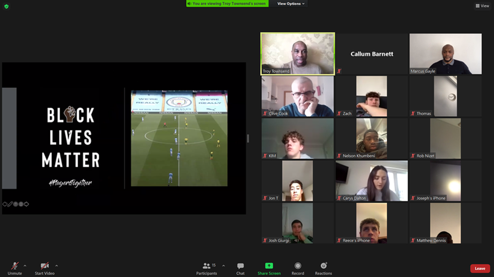 Norwich City Academy took part in an online presentation delivered by Kick It Out’s Troy Townsend and Marcus Gayle.