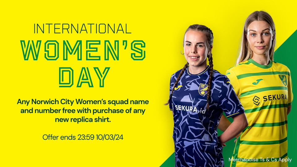 Canary supporters can get any Norwich City Women squad player's name printed for free on any new replica shirt purchased until Sunday, March 10.
