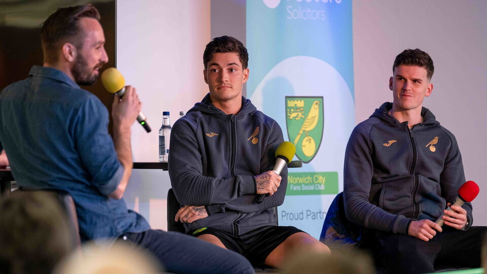 Mathias Normann and Sam Byram delighted supporters by taking part in question and answer session with Norwich City Fans Social Club.
