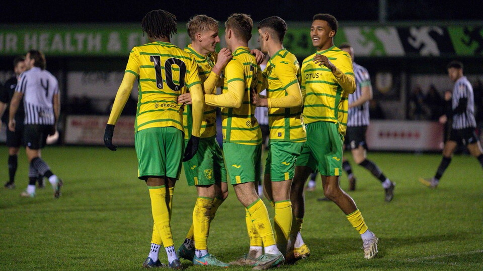 Norwich City Under-21s were 2-1 winners over Dereham Town to progress in the Norfolk Hire Senior Cup.
