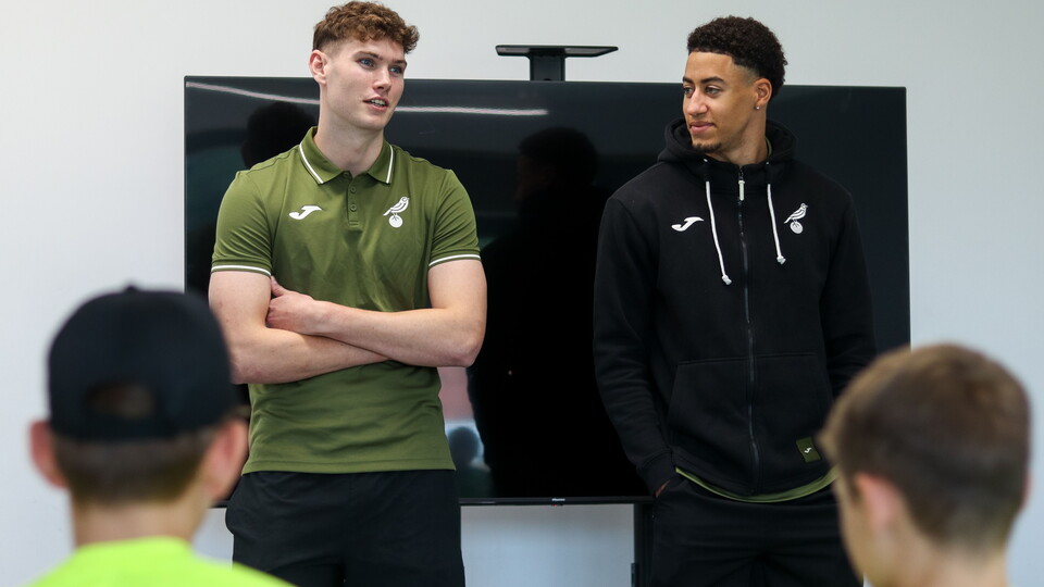 Jonathan Tomkinson and Dan Barden visited the The Nest on Thursday to meet a group of players on a residential trip at the Community Sports Foundation's facility in Horsford.