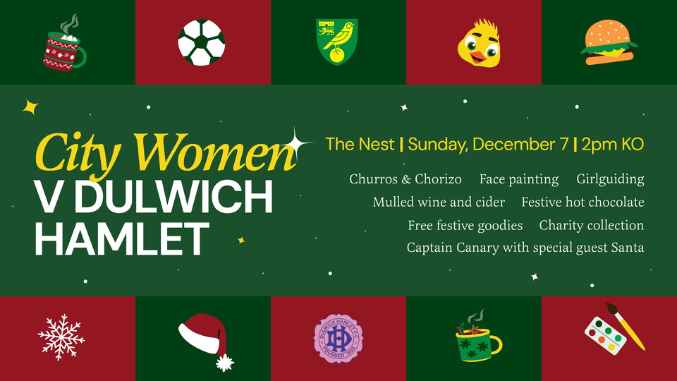 Norwich City Women round off their home fixtures for the calendar year on Sunday, December 7 (KO 2pm), welcoming Dulwich Hamlet to The Nest for a matchday accompanied by an array of festive activities.