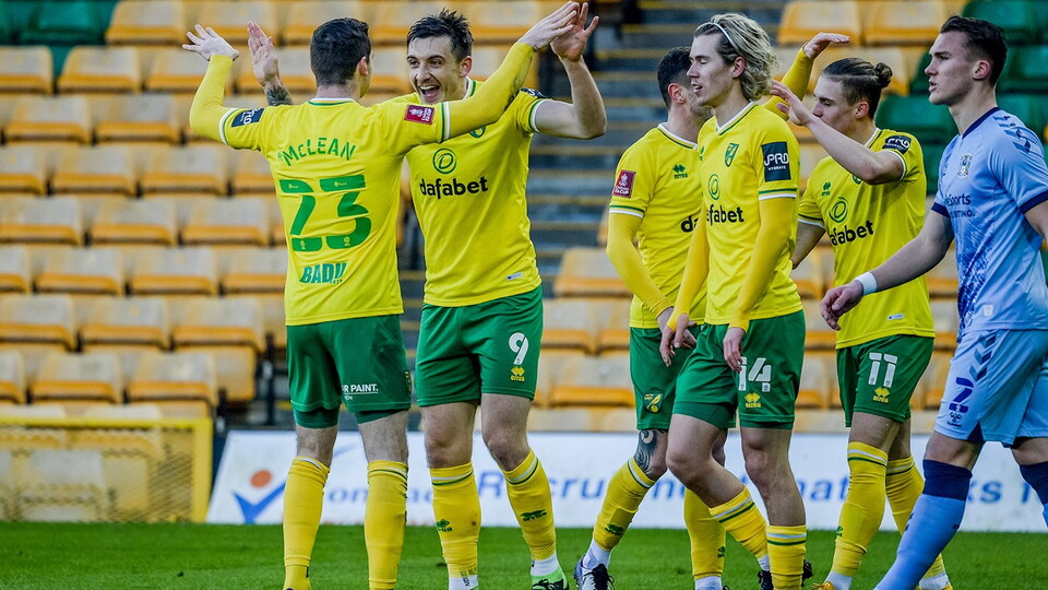 Norwich City made it through to the fourth round of the Emirates FA Cup with a comfortable 2-0 victory over Coventry City at Carrow Road.