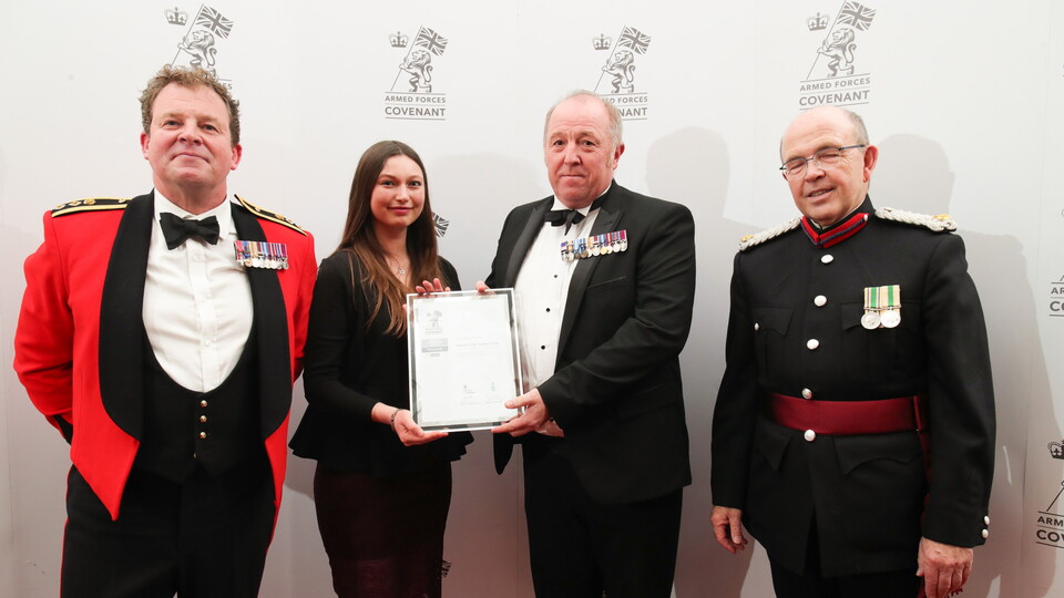 On Thursday, November 17, Greg Pillinger, head of operations and projects, and Amy Beven, engagement and delivery coordinator, attended an awards evening at Madingley Hall to collect our Defence Employer Recognition Scheme - Silver Award.