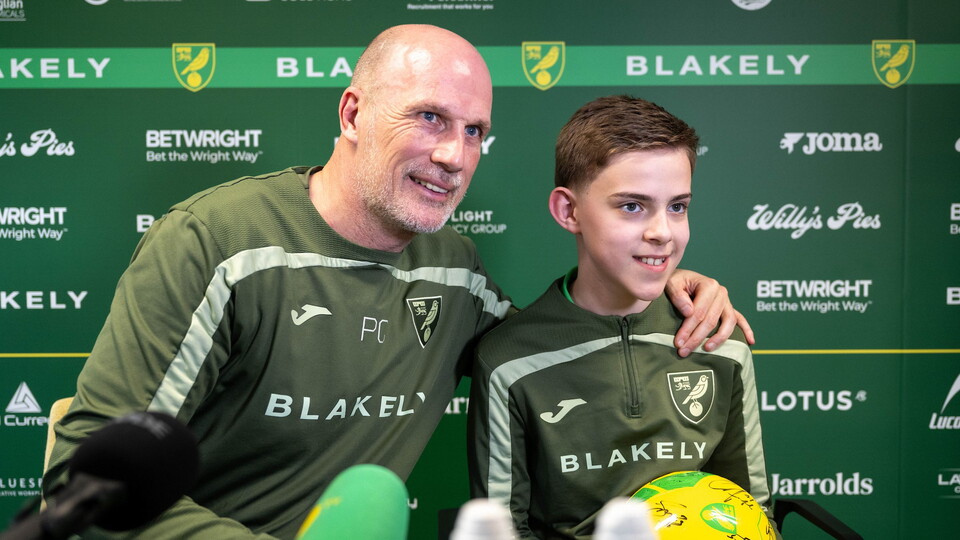 A group of junior Canaries joined head coach Philippe Clement at his latest press conference with the media ahead of Norwich City's Junior Canary Takeover Day on Friday, April 3.