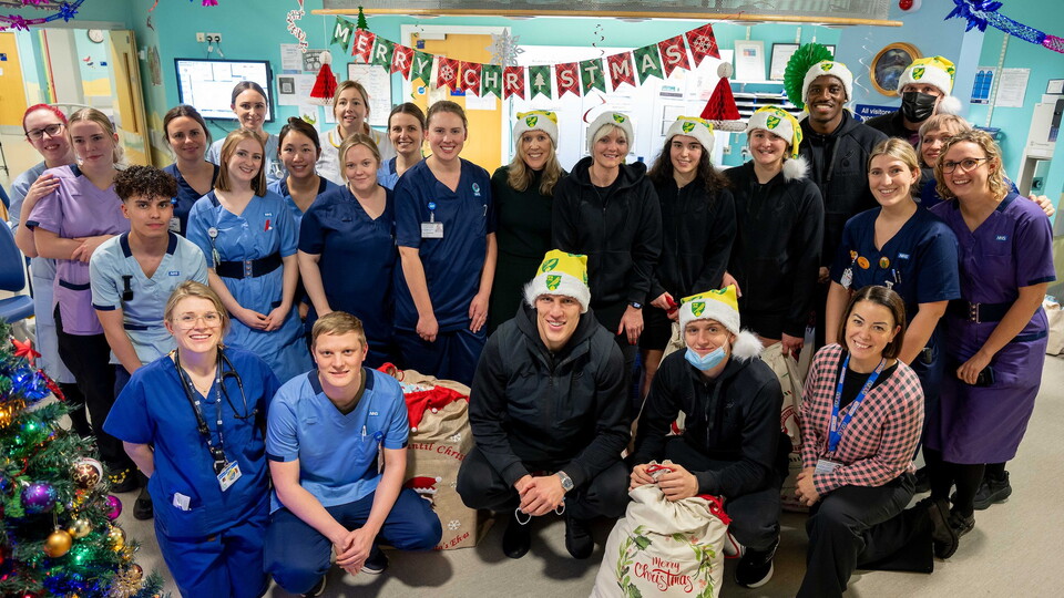 Norwich City players and staff visited two local hospitals on Tuesday afternoon to deliver presents from the club.