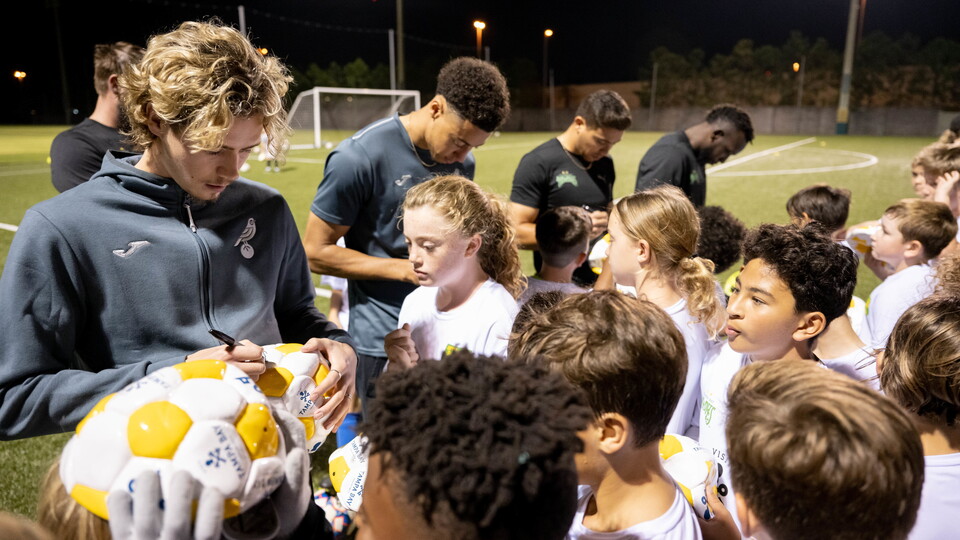 Todd Cantwell and Jon Tomkinson were special guests at a Tampa Bay Rowdies junior soccer camp on Tuesday evening.
