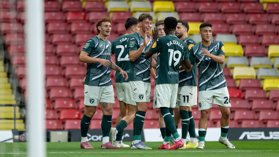 Norwich City booked their place in the second round of the Carabao Cup with a 2-1 win away to Watford at Vicarage Road on Tuesday night.