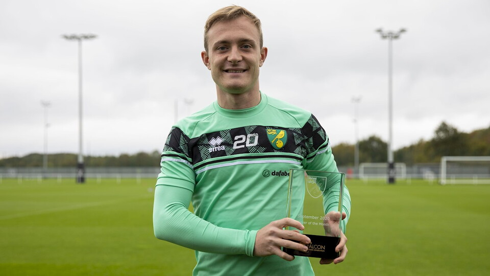 Oliver Skipp has been voted as Norwich City's Falcon Power Player of the Month for September.