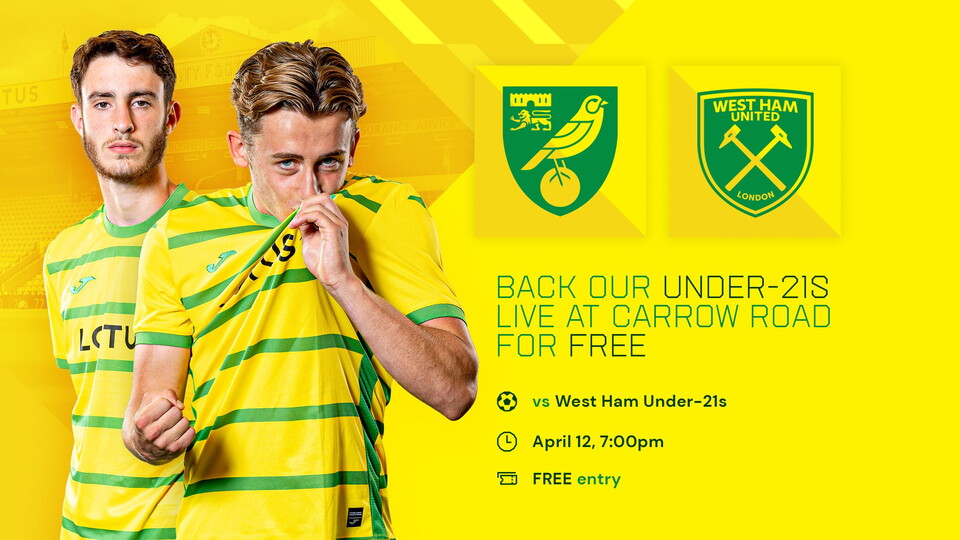 Watch the next generation of Norwich City footballers, as Carrow Road plays host to the Under-21s in their fixture against West Ham United on Friday, April 12.