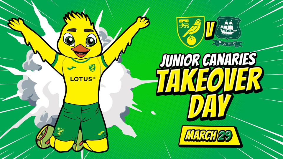 Norwich City’s Sky Bet Championship fixture against Plymouth Argyle at Carrow Road has been selected for a Junior Canaries takeover.