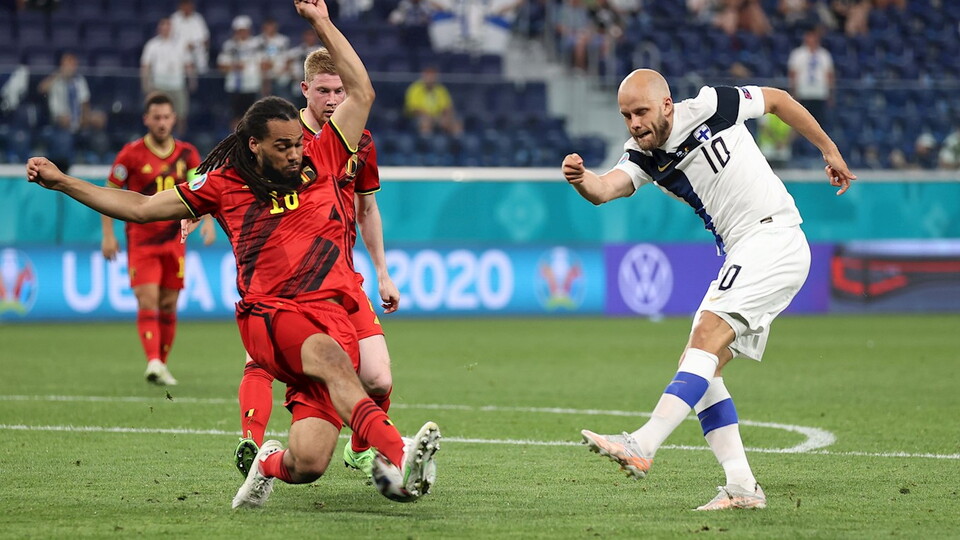Teemu Pukki played 90 minutes of Finland's 2-0 defeat against Belgium in Euro 2020 on Monday night.